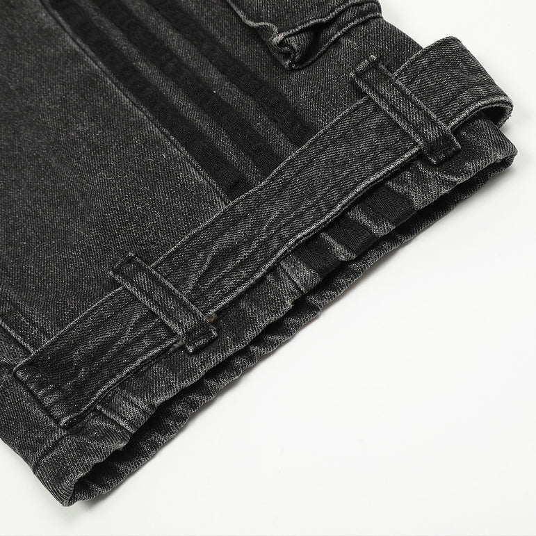 Contrast Stripe Multi-Pocket Baggy Jeans | Streetwear