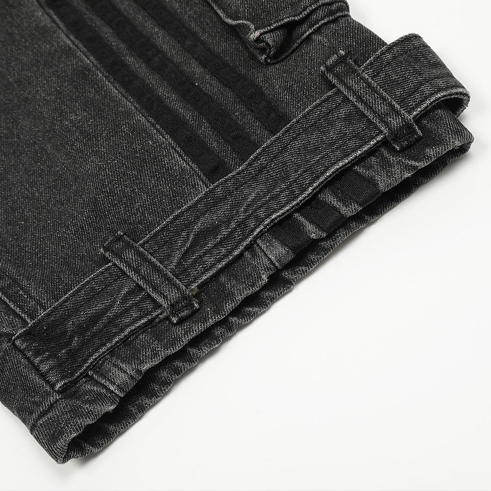 Contrast Stripe Multi-Pocket Baggy Jeans | Streetwear