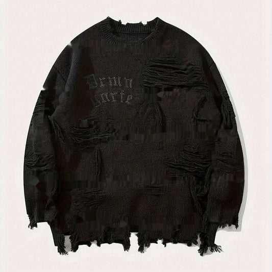 Jacquard Knit Sweater | Ripped Warm Sweater | D-Vine
