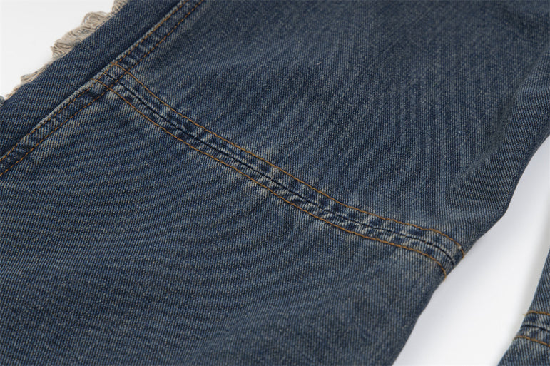 D-vine Side-Ripped Baggy Jeans - waist and zip detail