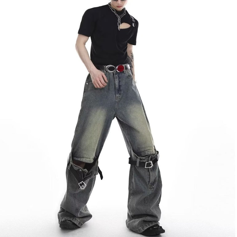Retro Distressed Torn Denim Jeans | Loose Fit