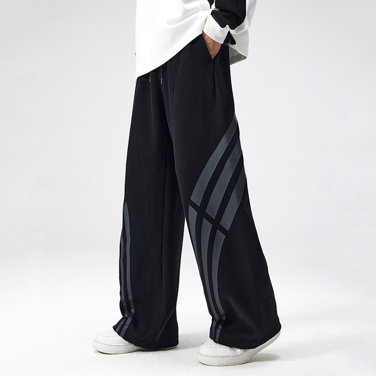 D-vine Striped Stitched Casual Pants - side view