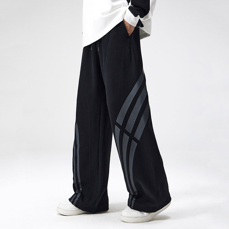 D-vine Striped Stitched Casual Pants - side view