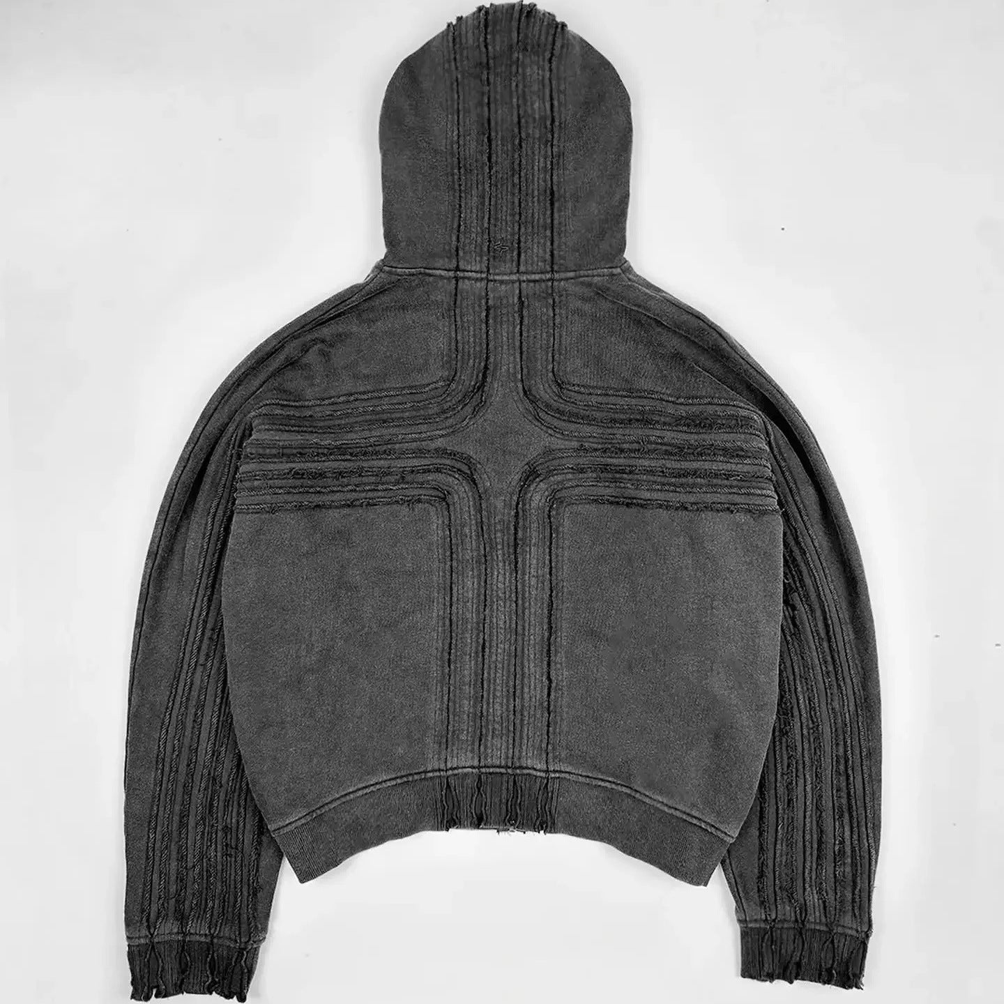 Men's Zipper Hoodies | Frayed Cross Zipper Hoodie | D-Vine