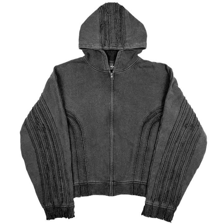 Men's Zipper Hoodies | Frayed Cross Zipper Hoodie | D-Vine