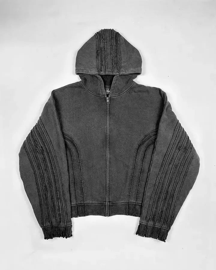 Men's Zipper Hoodies | Frayed Cross Zipper Hoodie | D-Vine