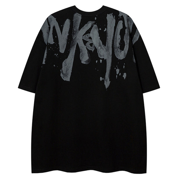 D-vine Retro Graffiti T-shirt in black - front view