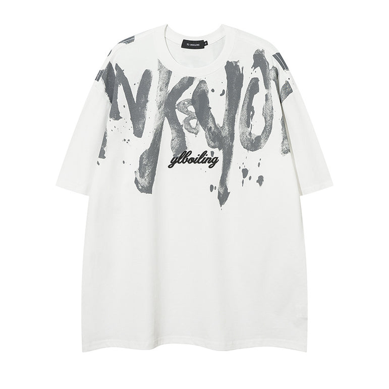 D-vine Retro Graffiti T-shirt - oversized fit full length