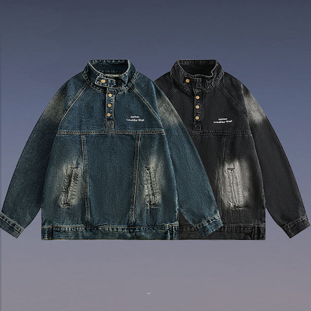 Retro Washed Heavy Denim Jacket | Oversized Streetwear