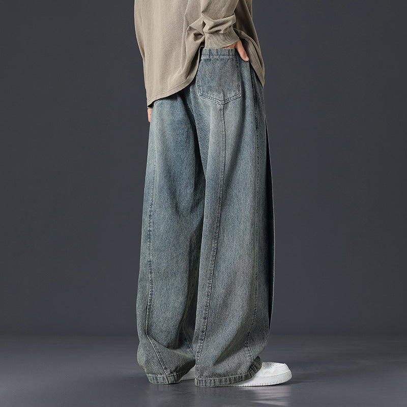 Retro Patchwork Washed Oversized Jeans | Multi-Colour