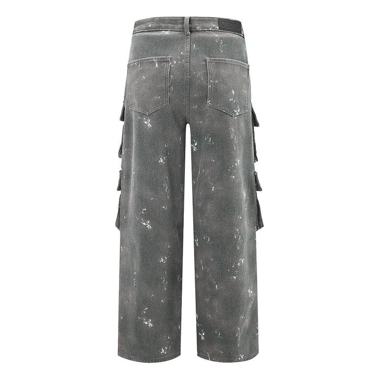 D-vine Splash-ink Denim Jeans - ink pattern detail