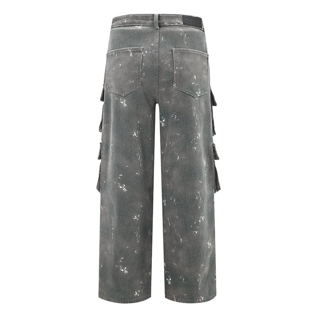 D-vine Splash-ink Denim Jeans - ink pattern detail