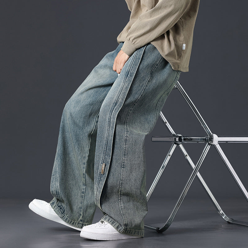 Retro Patchwork Washed Oversized Jeans | Multi-Colour