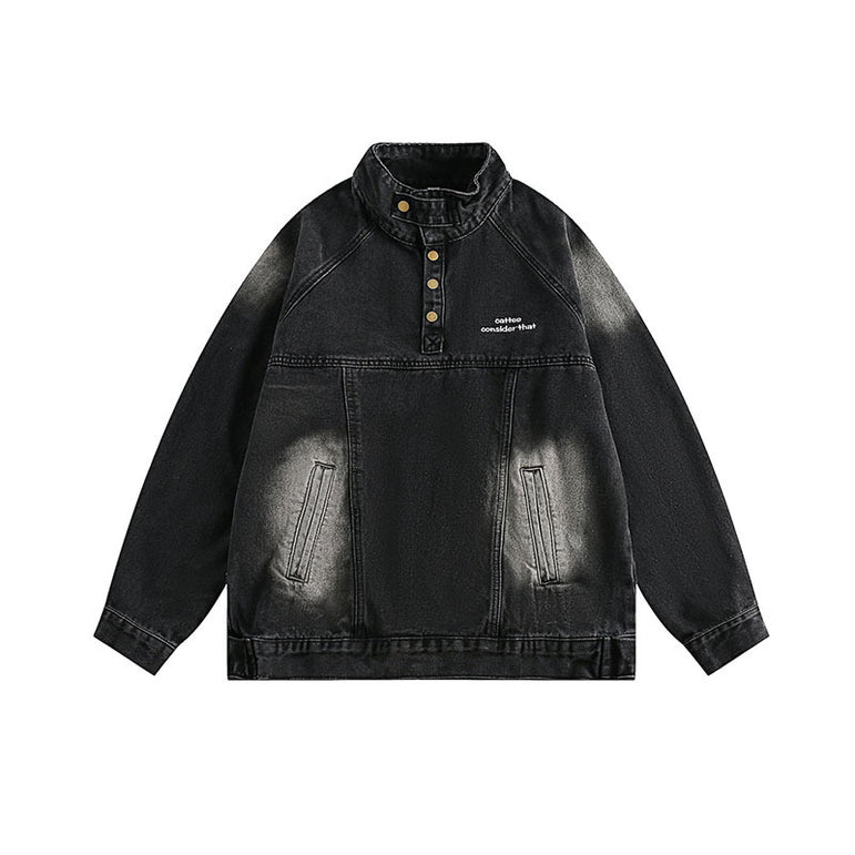 Retro Washed Heavy Denim Jacket | Oversized Streetwear
