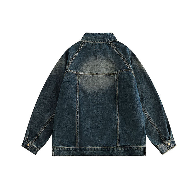 Retro Washed Heavy Denim Jacket | Oversized Streetwear
