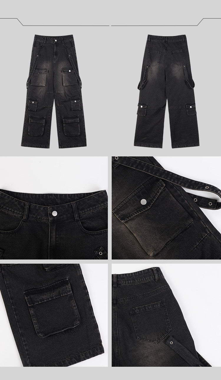 Multi Pocket Vintage Denim Jeans