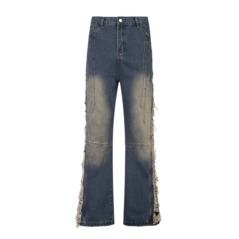 D-vine Side-Ripped Baggy Jeans - flat lay product shot
