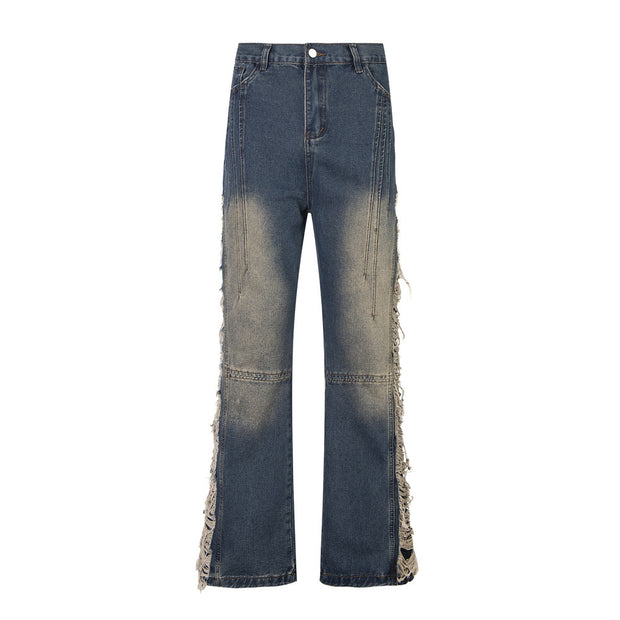 D-vine Side-Ripped Baggy Jeans - flat lay product shot
