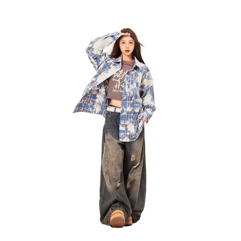 Retro Loose Baggy Denim Jeans | American Street Style