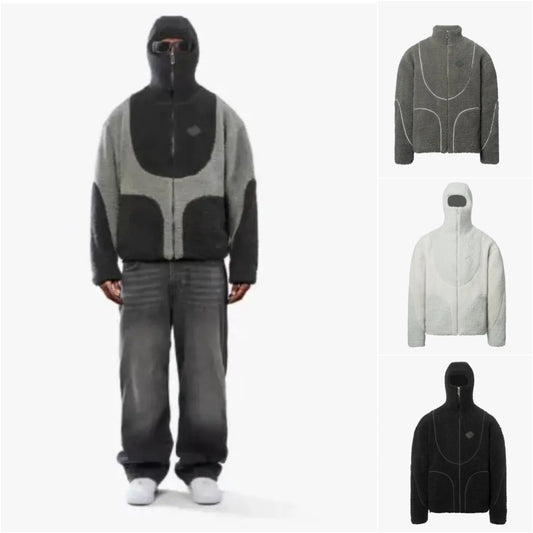 Lamb Wool Hooded Zipper Coat