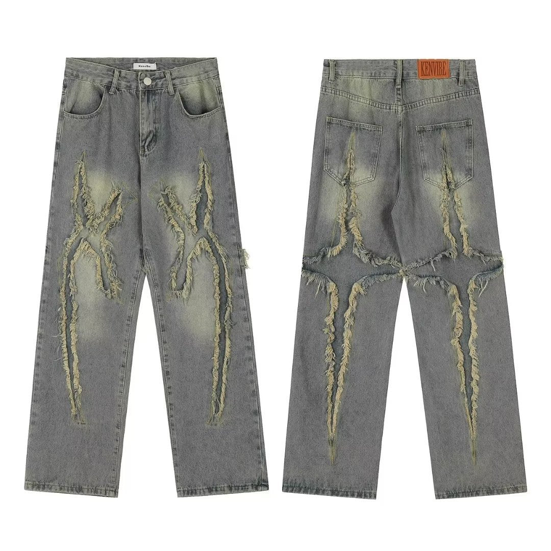 Vintage Washed Straight-Leg Denim Jeans | High Street