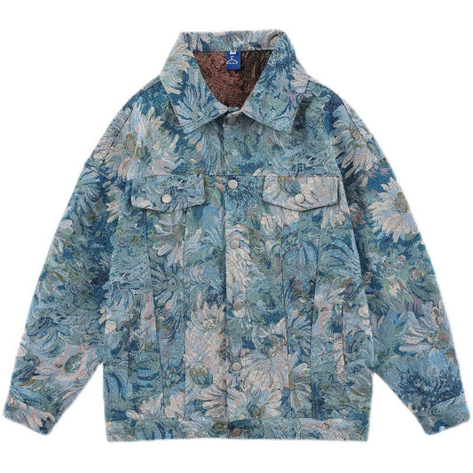 Creative Floral Denim Autumn Loose Jacket