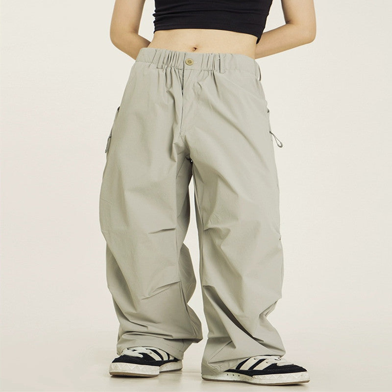 D-vine Vintage Pleated Parachute Cargo Pants - full length model shot