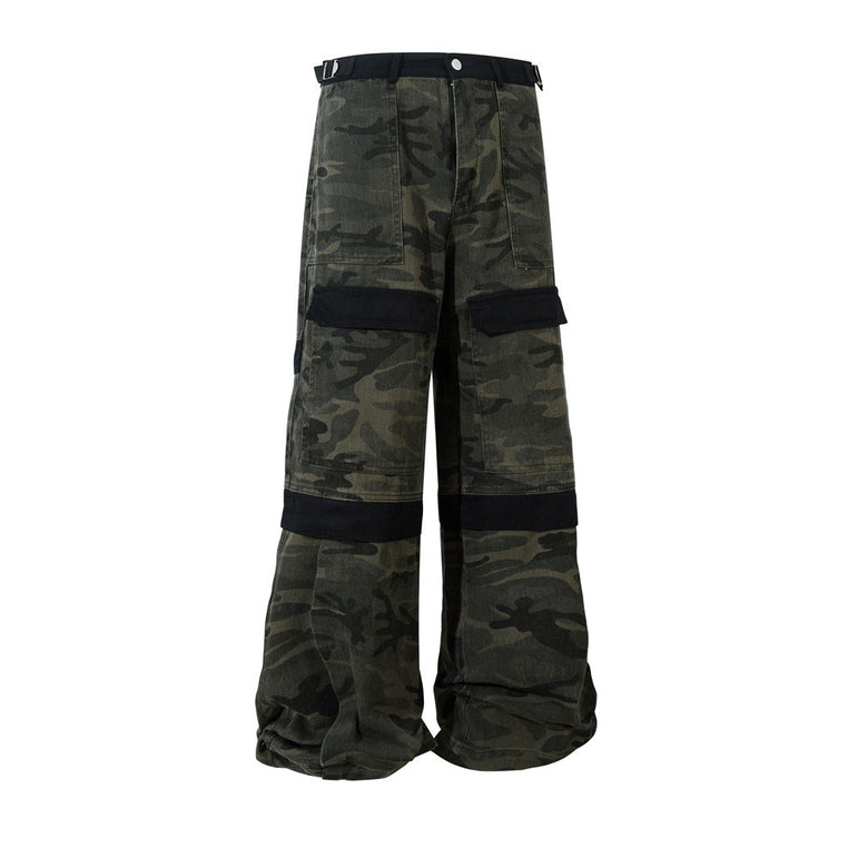 Camouflage Heavy Cargo Pants | Patchwork Streetwear