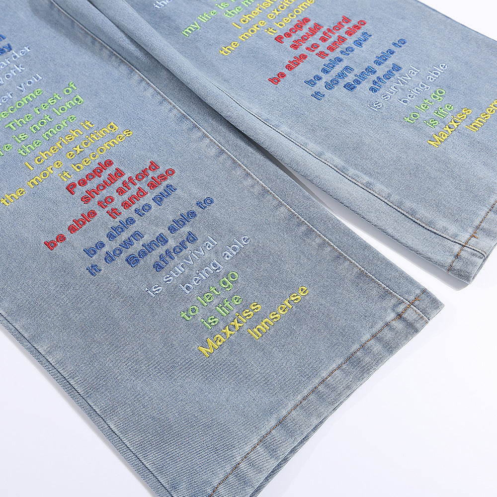 Unisex Embroidered Denim Jeans