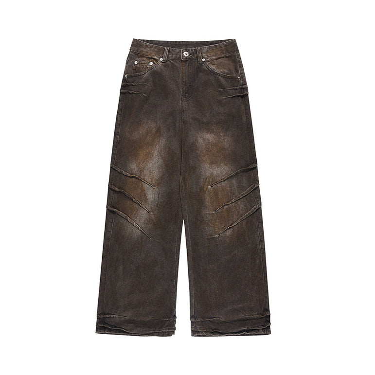Distressed And Dirty Waste baggy Jeans