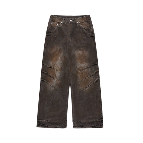 Distressed And Dirty Waste baggy Jeans