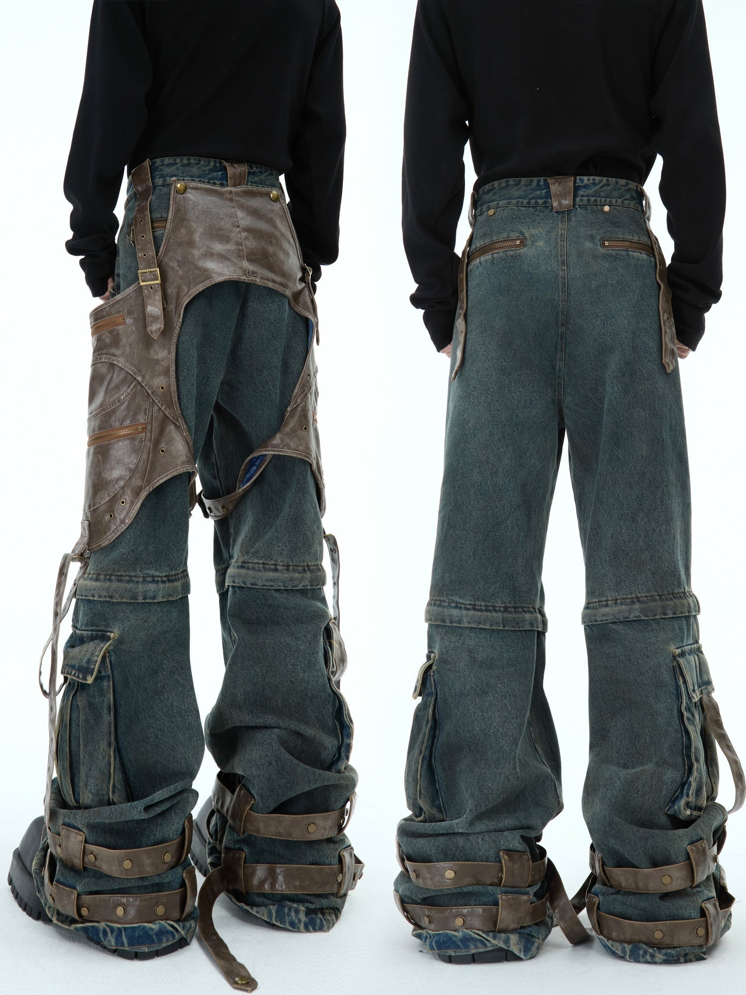 Deconstructed Raw Edge Detachable Denim Jeans | Designer