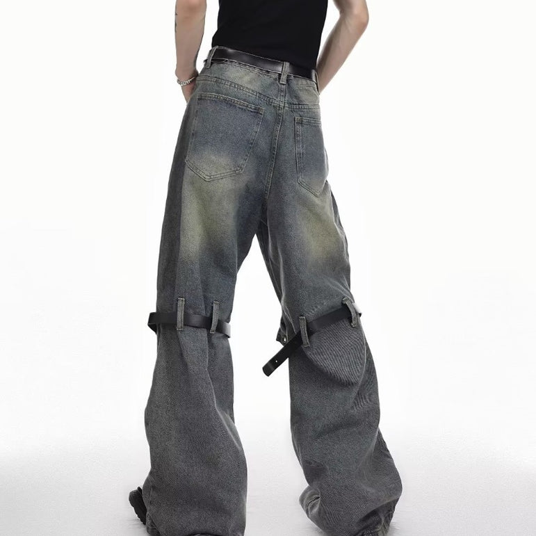 Retro Distressed Torn Denim Jeans | Loose Fit