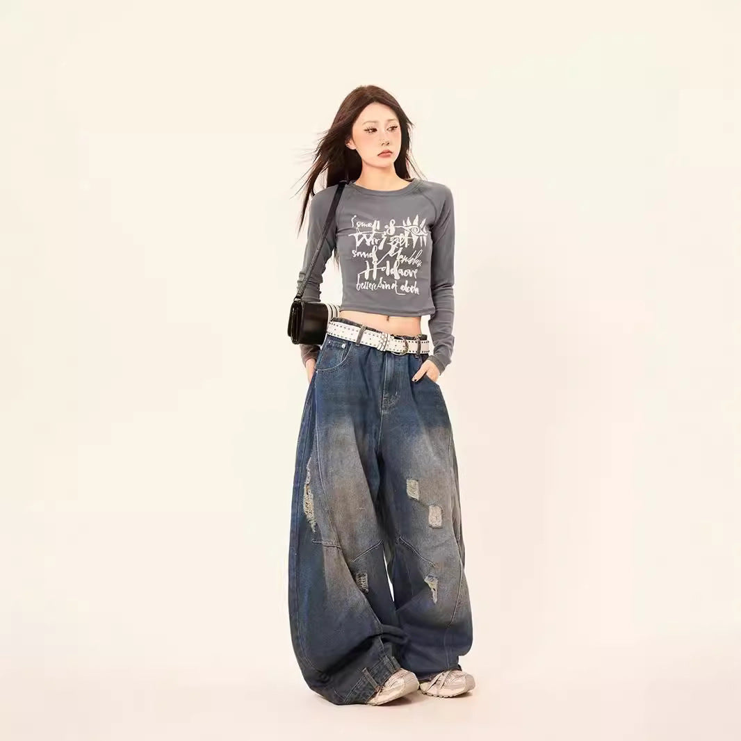 Retro Loose Baggy Denim Jeans | American Street Style