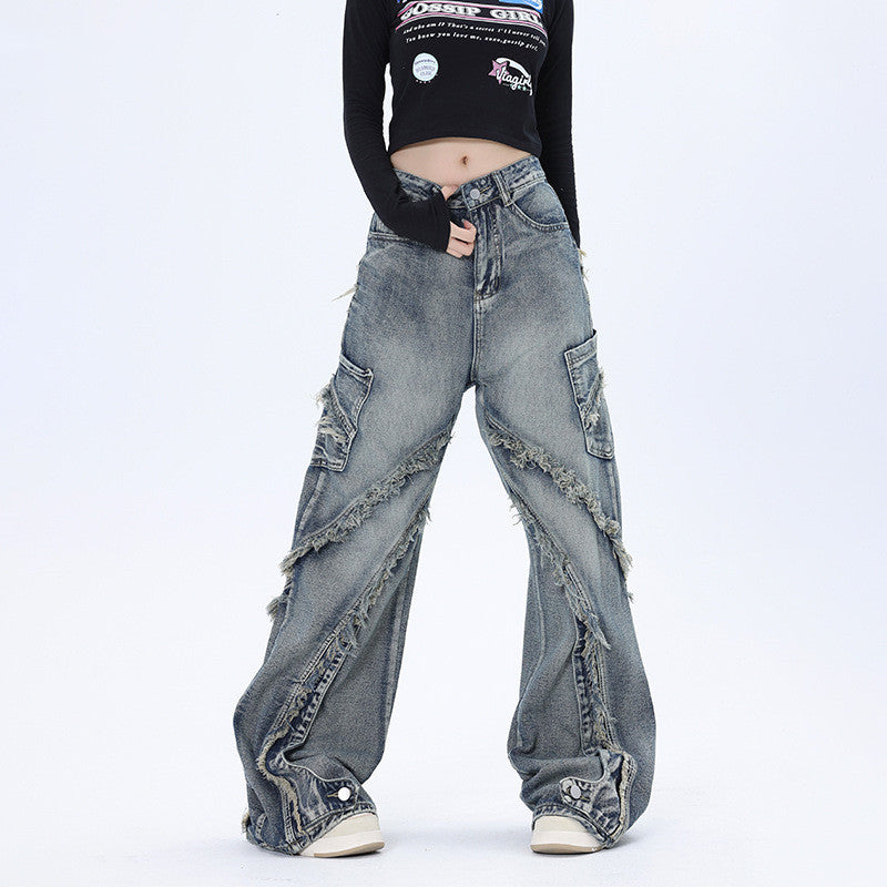 D-vine Reimagined Wide-leg Denim Jeans in blue - front view
