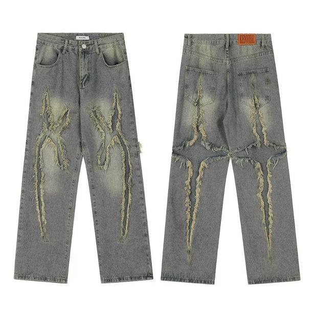 Vintage Washed Straight-Leg Denim Jeans | High Street