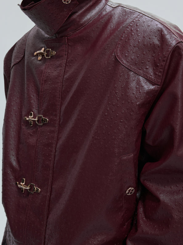 D-vine Padded Leather Clasp Jacket