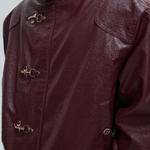 D-vine Padded Leather Clasp Jacket