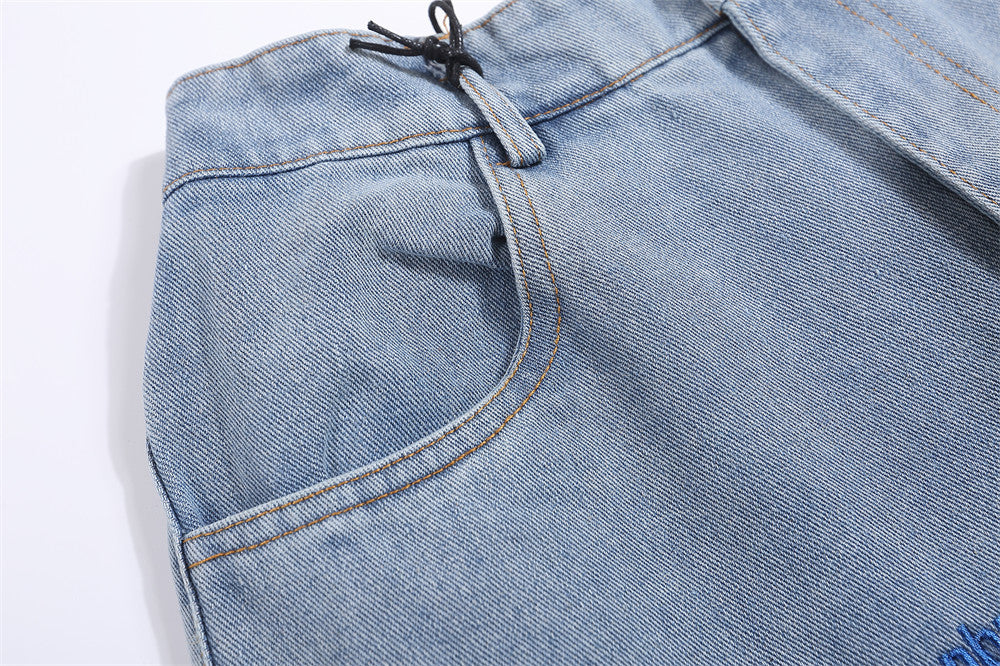 Unisex Embroidered Denim Jeans