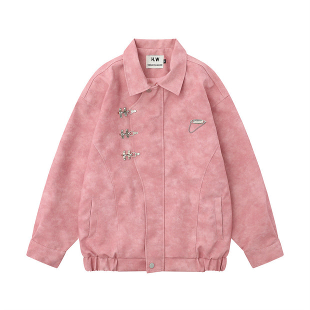 Oversized PU Leather Jacket | Loose Lapel Winter Coat