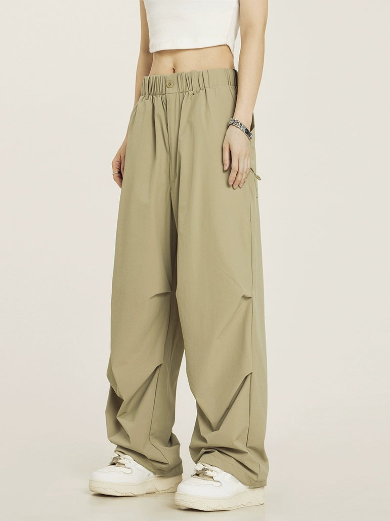 D-vine Vintage Pleated Parachute Cargo Pants - flat lay product shot