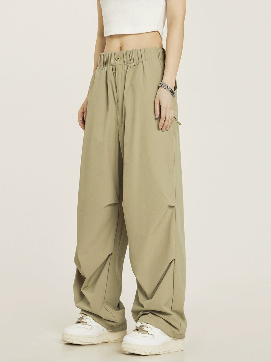D-vine Vintage Pleated Parachute Cargo Pants - flat lay product shot