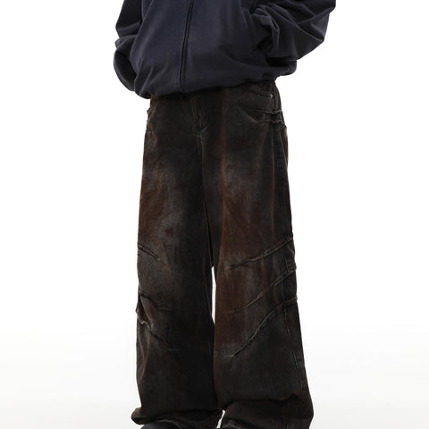 Distressed And Dirty Waste baggy Jeans