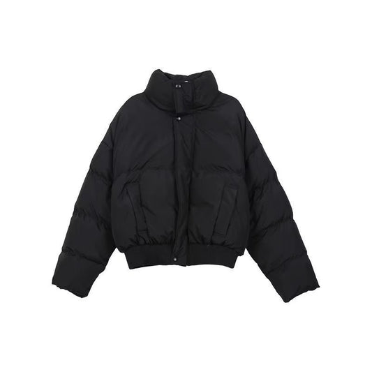 Simple Stand Collar Cotton-padded Puffers