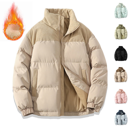 Unisex Winter Contrast-coloured Cotton Padded Puffer