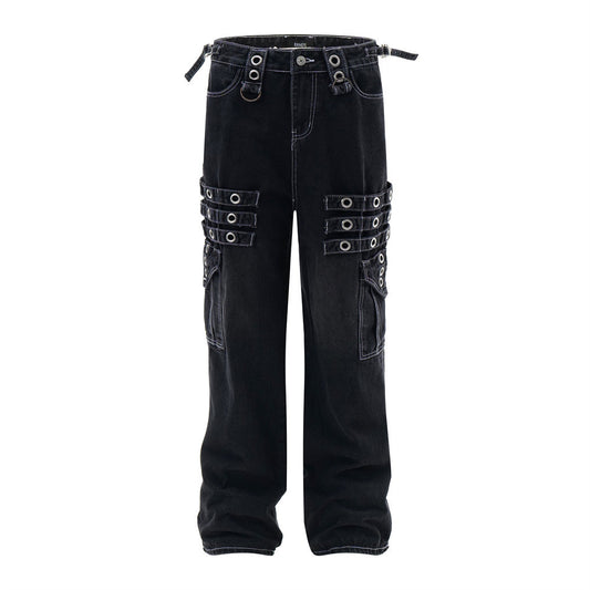 Stylish Punk Rock Cargo Jeans