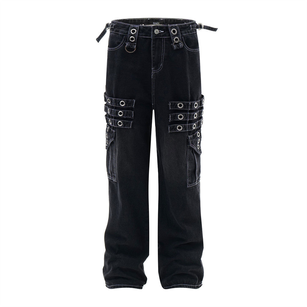 Stylish Punk Rock Cargo Jeans